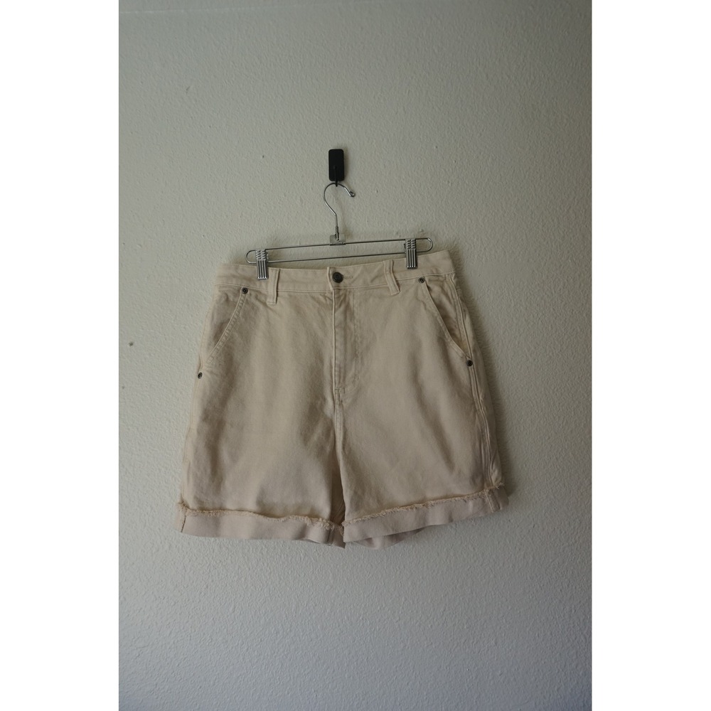 Stoic Canvas‎ High Rise Shorts Gorpcore Granola Girl Frayed Hem Cream Size 8